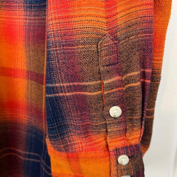Mossimo Women's Orange/Navy Plaid Oversized Button Up - Picture 6 of 9